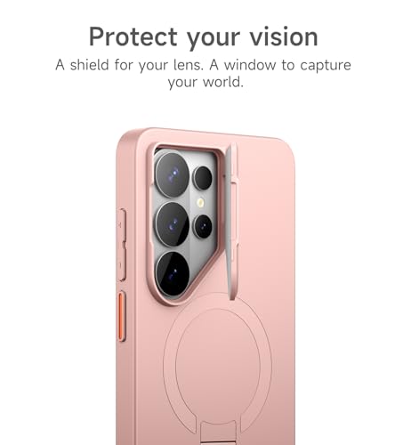 Image of SURITCH for Samsung Galaxy S26 Ultra Phone Case, Magnetic Protective Cover with Camera Cover & Adjustable Metal Kickstand for Galaxy S26 Ultra -Pink