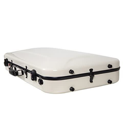 Crossrock Fiberglass Double Violin & Viola Case-Accommodates 1 Violin And 15~16.5" Viola-Includes Tsa Lock, Protective Blanket, Hygrometer, Removable Shoulder Straps-Milky White (Crf2020Dvlmw) #TOP5