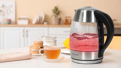Tetera eléctrica StripeGlass 1.8 L acero y vidrio rojo miniatura 6