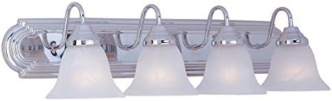 Four Light Polished Chrome Marble Glass Vanity