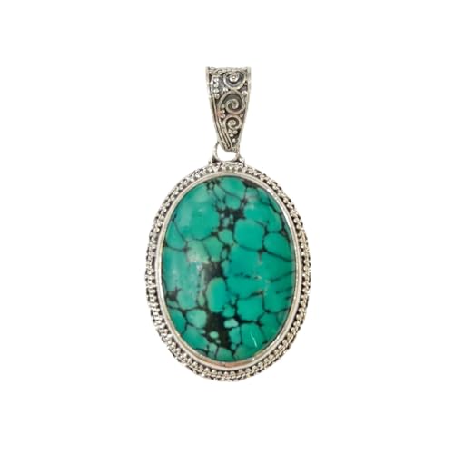 Pendentif turquoise argent 925 pour collier ethnique homme et femme fait main