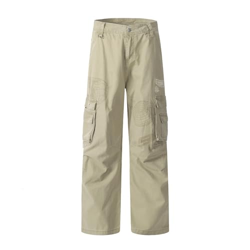 XYXIONGMAO Men's Black Loose Multi-Pocket Cargo Pants Techwear Pleated Overalls Streetwear Joggers Hip Hop Casual Sweatpants3