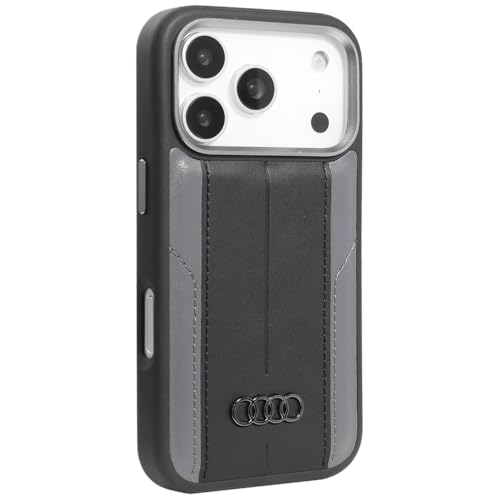 Audi A6 Étui en cuir synthétique compatible avec MagSafe pour iPhone 17 Pro (noir)