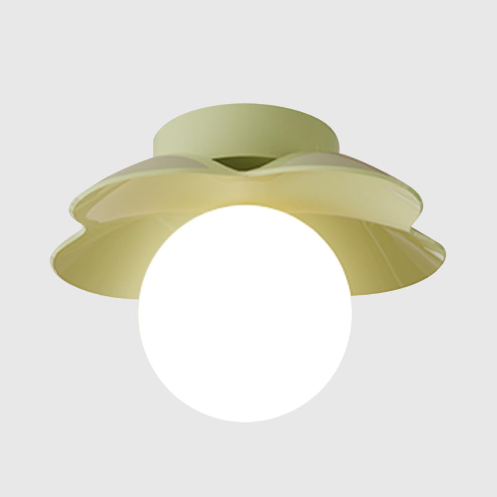 LYMSXAZOU Small Flush Mount Ceiling Light Mini Chandelier Modern Entryway Hallway Fixtures Schoolhouse Semi Flowers Shape Design Lamps(Green)
