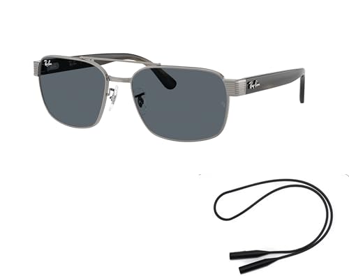 Ray-Ban RB3751 Sunglasses Bundle: RB 3751 004/R5 Gunmetal/Blue Crystal Standard and Universal Anti-slip Silicone Leash2
