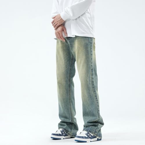Jeans Pants Trousers Denim High Street Washed Men's Micro Horn Design Feel Loose Classic Wide Leg3