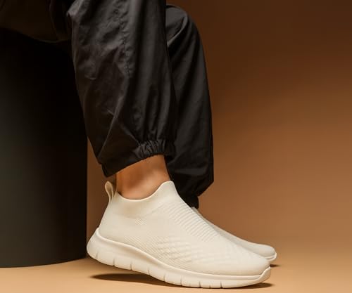 Image of Kraasa Tread Walking Shoes for Men | Knitted Slip-On Sneakers