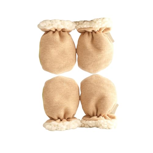 VALICLUD -scratch Mittens Thickened Cotton Boy Girl Gloves for Warmth Autumn Unisex Light Brown Hand Covers for Newborns to Prevent Scratching