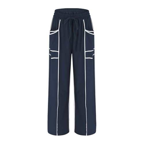 Image of Barrel Pants Women Casual Cargo Wide Leg Baggy Sweatpants Drawstring High Waisted Lounge Palazzo Pants with Pockets