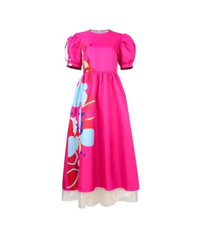 Amfcv Womens Weird Doll Costume Dress Kids Cosplay Pink Puff Sleeve Dress Outfits(XXL B02-Adult)