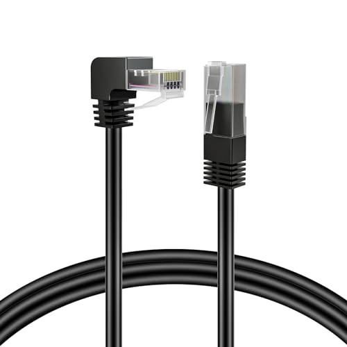 TNP Cat6 Ethernet Cable (Right Angle Down, 3 FT) - RJ45 90 Degree Network Connector 500 MHz 10 Gigabit Gold Plated Patch Plug Wire LAN Cord for PS4 Fire-Stick Xbox One Smart TV Gaming & Computer