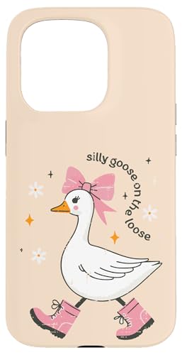 Goose Silly On The Loose Pink Bow �K�[���Y �L�b�Y ���[�X ���f�B�[�X �X�}�z�P�[�X iPhone 15 Pro �p