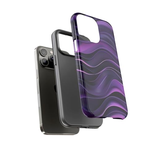Coque iPhone 14 Pro Max vague violette rigide et brillante antichoc