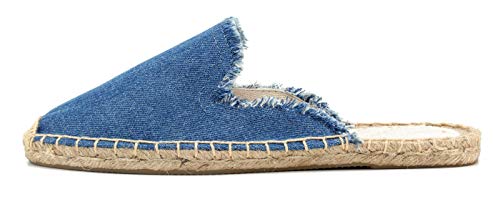 U-Lite Women's Simple Mule Breathable Flat Espadrilles Shoes, Pure Color Mules Denim Blue7 #TOP2