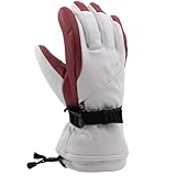 Swany Women's LaSonna Breathable Waterproof Winter Outdoor Sports Gloves with Utility Zipper Pocket and Quick-Release Strap, White/Sakura, Medium