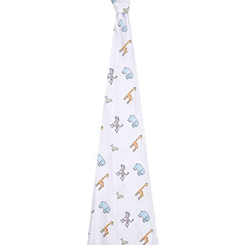 Image of aden + anais Comfort Knit Baby Swaddle Blanket for Newborn Girl and Boy, Super Soft Cotton with Spandex, Versatile Stroller Cover, Burp Cloth, Nursing Shield, 47 x 47 Inch, Jungle Jam