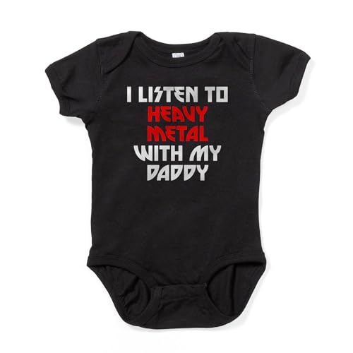 CafePress I Listen to Heavy Metal with My Daddy Baby Bodysui Cute Infant Bodysuit Baby Romper Dark