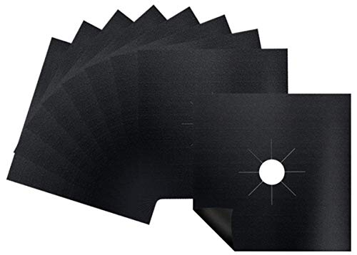 WeTest 8 Pack Reusable Gas Stove Burner Covers, Non-Stick Gas Stove Burner Liners,Thickness 0.2mm Gas Range Protectors, Stovetop Covers for Gas Burners Double (Black) (LJ-ZLK-112723)