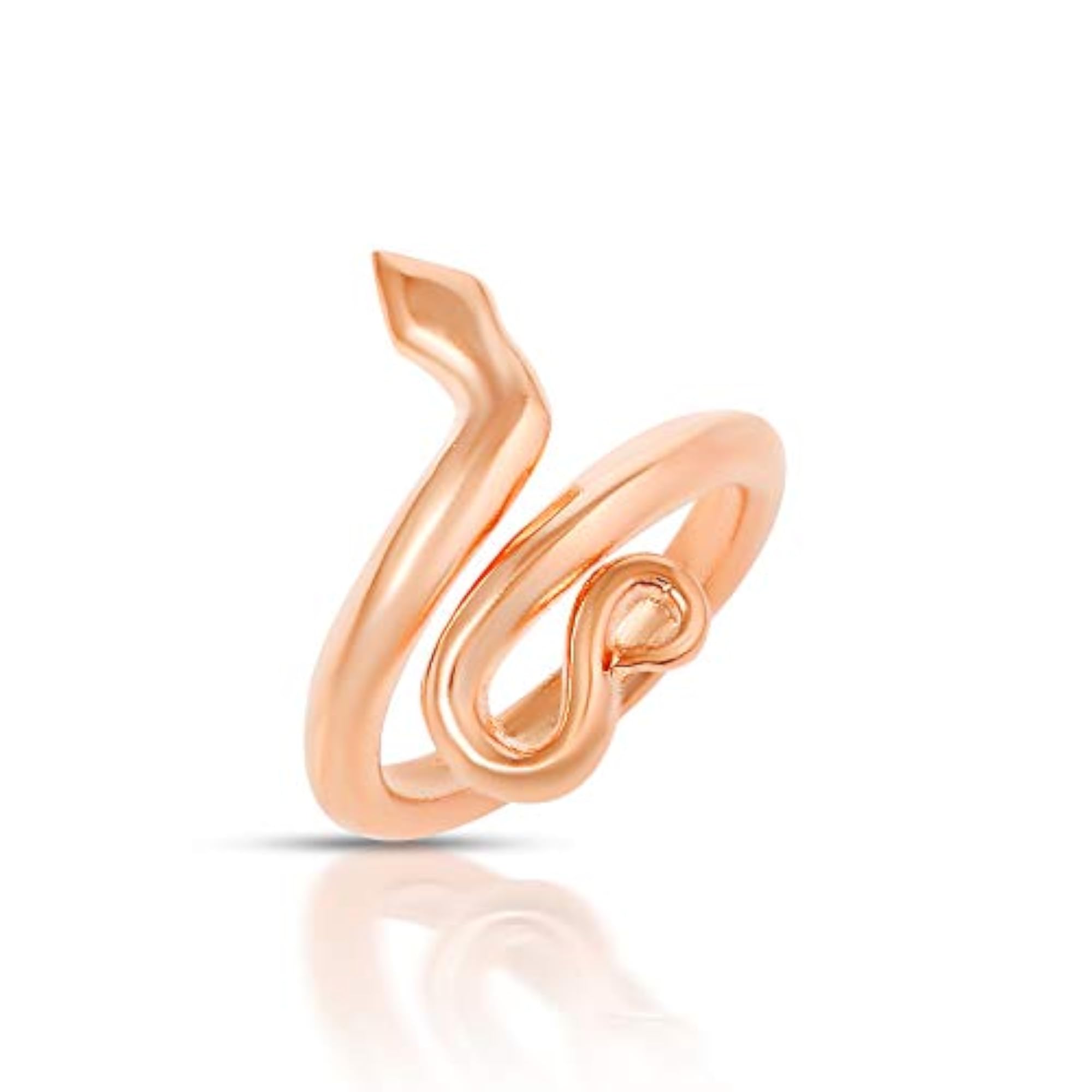 Brass Rose Gold Plated Nagdevta Snake Finger Ring, Adjustable
