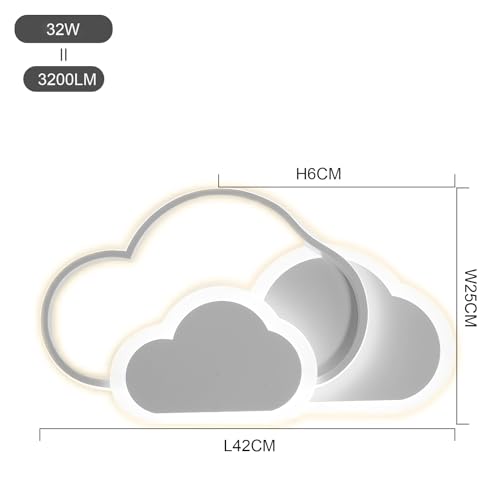 Miniatura 9 de Ylfxl Lampara Infantil Techo, Lampara Techo Led De Nube, Lampara Techo Dormitorio Regulable Con Control Remoto, 32w Plafon Led Techo Para Cuarto De Niños, Dormitorio, Sala De Estar Blanco 42