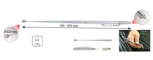 KS Tools 550.1001 2in1 Teleskop-Magnethalter mit Waschdüsen-Reinigungs- und Einstellwerkzeug, 150-675mm