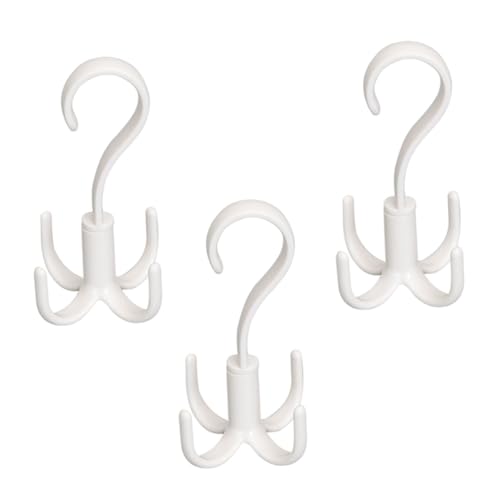 SOLUSTRE 3Pcs Rotating Hanger Hooks Multifunctional Organizer for Scarves Ties and Shoes White Rack for Closet Storage