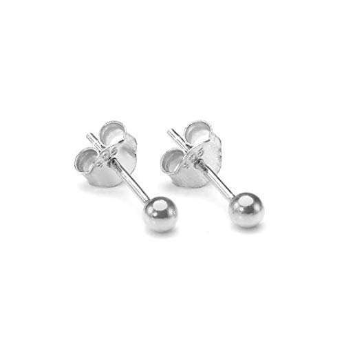 Abhooshan 925 Sterling Silver Piercing Ball Stud Earrings For Women Girls Boys & Men. Helix Cartilage Tragus Ear Lobe Multi Piercing