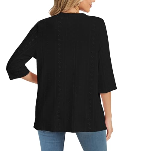 DB MOON Womens Summer Lightweight Cardigan 3/4 Sleeve Shrugs Light Weight Spring Open Front Sweaters with Pockets2