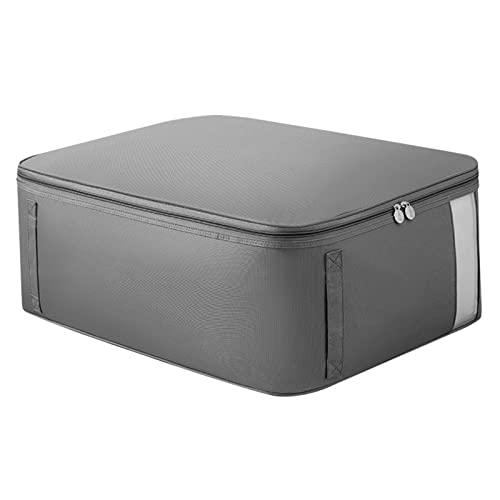 LBTrading Sac de Rangement pour Vêtements Sous Lit - Tissu Oxford Organiseur de Chambre à Coucher Boîte de Rangement pour Vêtements Couettes Couvertures Literie Jouets 54 x 42 x 20 cm, Gris Cover