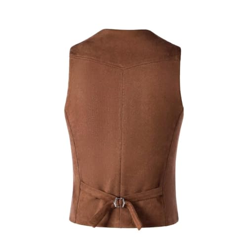 Mens Vests Suede Leathe Western Cowboy Style Vest Vintage Sleeveless V Neck Casual Waistcoat3