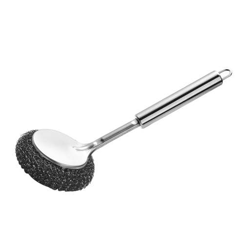 Dish Scrubber Dish Scrubber Brush for Kitchen Pots Pans Sink Stainless Steel Wool Scrubber with Long Handle