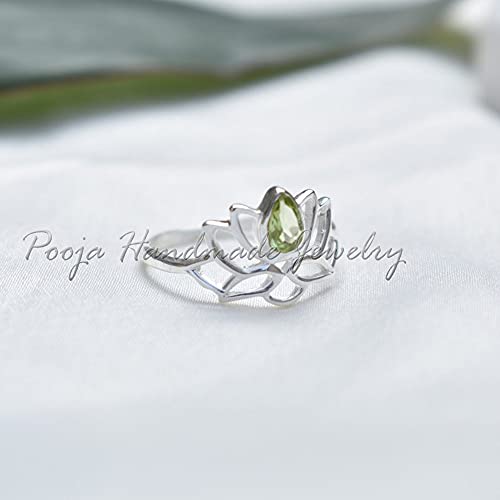 Peridot Ring ~ 925 Silver Ring ~ Peridot Flower Ring ~ Everyday Ring ~ Dainty Ring ~ Statement Ring ~ Lotus Ring ~ Designer Ring ~ Peridot Lotus Ring ~ Boho Ring ~ Women Ring ~ Engagement Gift #TOP6