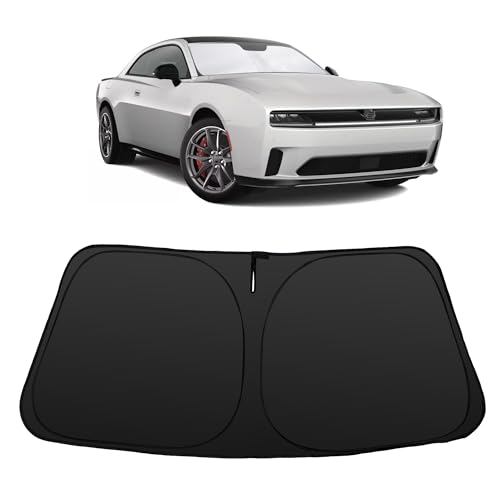 Image of Windshield Sun Shade for 2011 2012 2013-2023 Charger Dodge | Foldable, Full covered for windshield, Block UV Rays, Heat Reduction, Easy to install, Keeps Car Cooler
