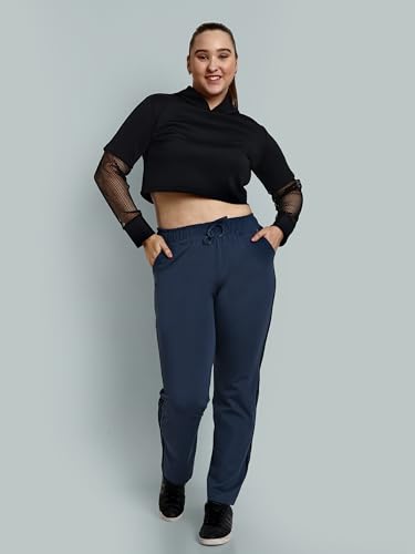 Image of CUPID Woman's Rich Cotton Side Stripes Joggers, Lower, Athleisure, Activewear Trackpant, Night n Gym Wear Lounge Pant for Ladies M to 2XL