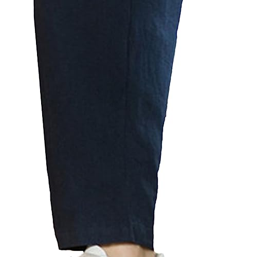 JEsilunmaMY Men's Summer Casual Cotton Linen Pants Elastic Waist Slacks Straight Harem Pants Solid Color Beach Lounge Pants4