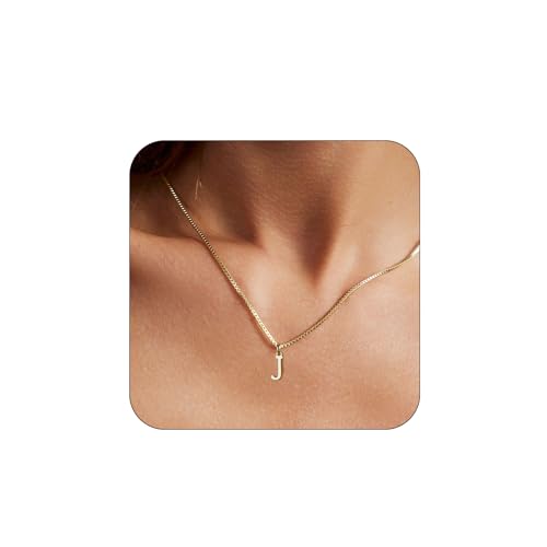 BERISO Gold Initial Necklaces for Women 14K Gold Plated Dainty Letter Necklace Personalized Initial Pendant Necklace Tiny Letter Name Necklaces Christmas Gift for women