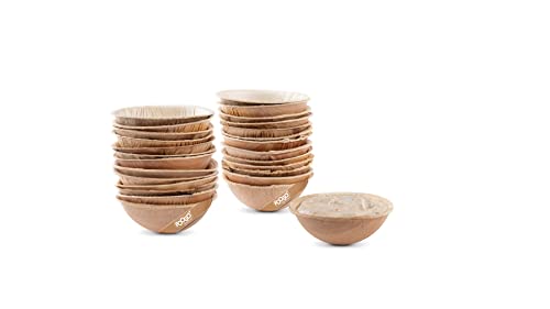 FOOGO Green Lot de 50 mini bols jetables en feuille de palmier, ronds de 7 cm, mini pots à sauce, pots à goûter, pots ketchup mayo respectueux de l'environnement et biodégradables Cover