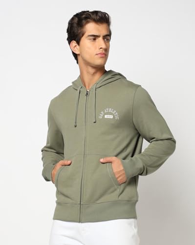 Image of Gap Men Graphic Printed Regular Fit Full Sleeves Hooded Sweatshirt