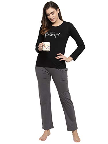 Image of Claura Women Cotton Solid Top & Pyjama Set