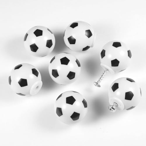 JJWNMLL 6Pcs Sport Thema Dekor Griffe Fußball Kommode Knöpfe Fußball Schublade Knöpfe Möbel Dekoration Zieht Griffe für Kommode Schrank Kleiderschrank Schrank für Kinder und Sportbegeisterte