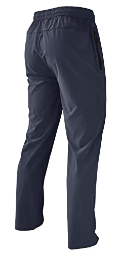 Balwuko Men'S Lightweight Quick Dry Hiking Running Pants Outdoor Sports Breathable Zipper Pockets Athletic Work Pants Navy L thumb #6