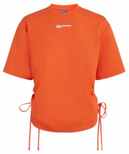 Karl Lagerfeld Jeans Camiseta Regular con Detalle de Lazo para Mujer, Naranja, M