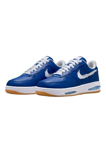 Nike Men's Air Force 1 Low EvoSneaker, Tm Royal White Aquarius Blue Gum Yellow, 7.5 UK