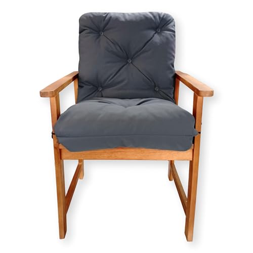 4L Textil Gartenstuhlauflagen Niedriglehner Auflage Gartenstühle Sitzauflagen Sitzkissen wetterfest Niederlehner Sitzkissen Auflagen (50x50x50 cm,Dunkelgrau UV-beständig)