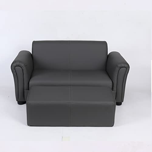 Bonrcea Kids Couch, Kids Sofa,Kids Sofa Couch,Kids Sofa Chair For Toddlers, Pu Loveseat With Footrest (Dark Grey) #TOP11