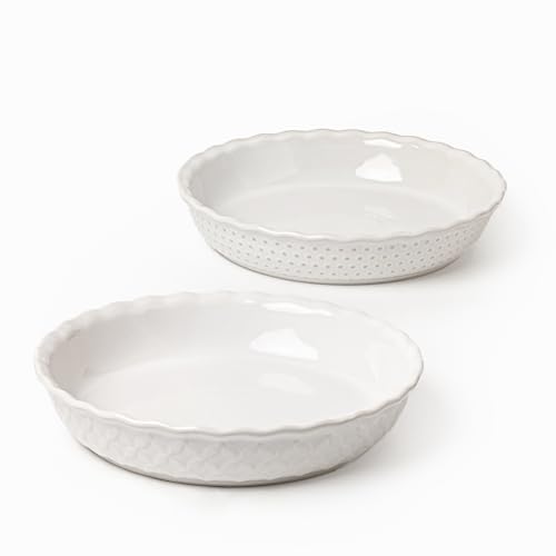 FOBENTA Ceramic Pie Dish Set of 2,9 Inch Deep Baking Dishes, 36oz Each,Embossed Floral & Dotted Pattern Pie Plates,Oven, Microwave & Dishwasher Safe–Elegant Kitchen Gift Set FOBENTA Ceramic Pie Dish Set of 2,9 Inch Deep Baking Dishes, 36oz Each,Embossed Floral & Dotted Pattern Pie Plates,Oven, Microwave & Dishwasher Safe–Elegant Kitchen Gift Set