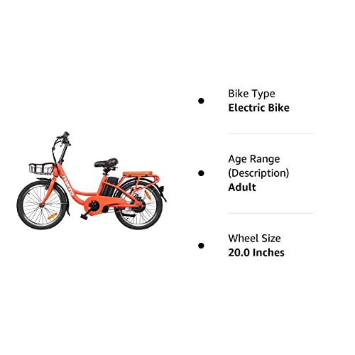 Nakto 20 Inch City Electric Bicycle And Assisted Bicycle For Woman With Removable 36V 10A Large Capacity Lithium Battery And Charger Adult Electric Bike,Orange #TOP7
