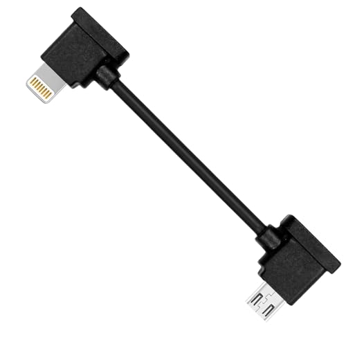 Cable Adaptador Compatible con Lightning a Micro USB para Control Remoto DJI, 15 cm, Compatible con iOS iPad y Smartphones
