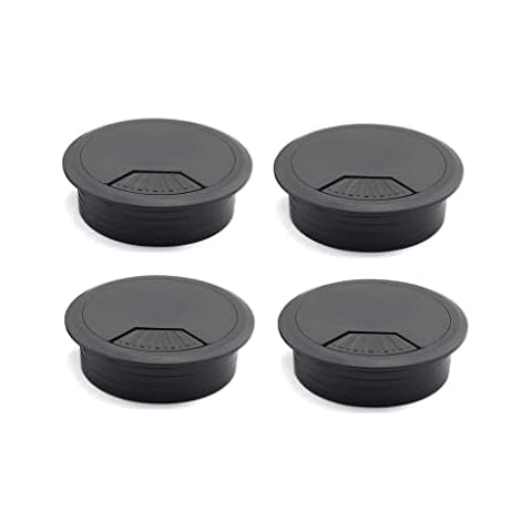 4pcs 2 inch Desk Wire Cord Cable Grommets Hole Cover for Office PC Desk Cable Cord Organizer Plastic Cover Black (Black-4Pcs) Cover
