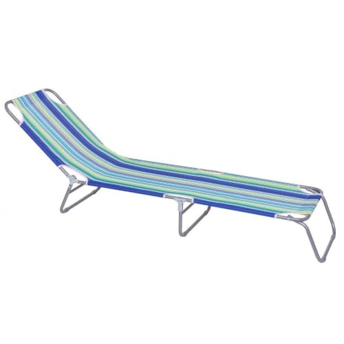 LOLAhome Tumbona Playa y jardín reclinable 5 Posiciones Convertible en Cama, Plegable, Estructura Acero Pintura Epoxi anticorrosión, Tejido loneta Oxford 600 D poliéster Rayas Multicolor de 186 cm